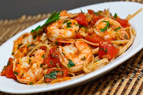 Spaghetti With Colossal Sauteed Shrimp